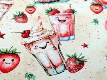 Eigenproduktion Baumwolljersey Erdbeere Shake auf Vanille